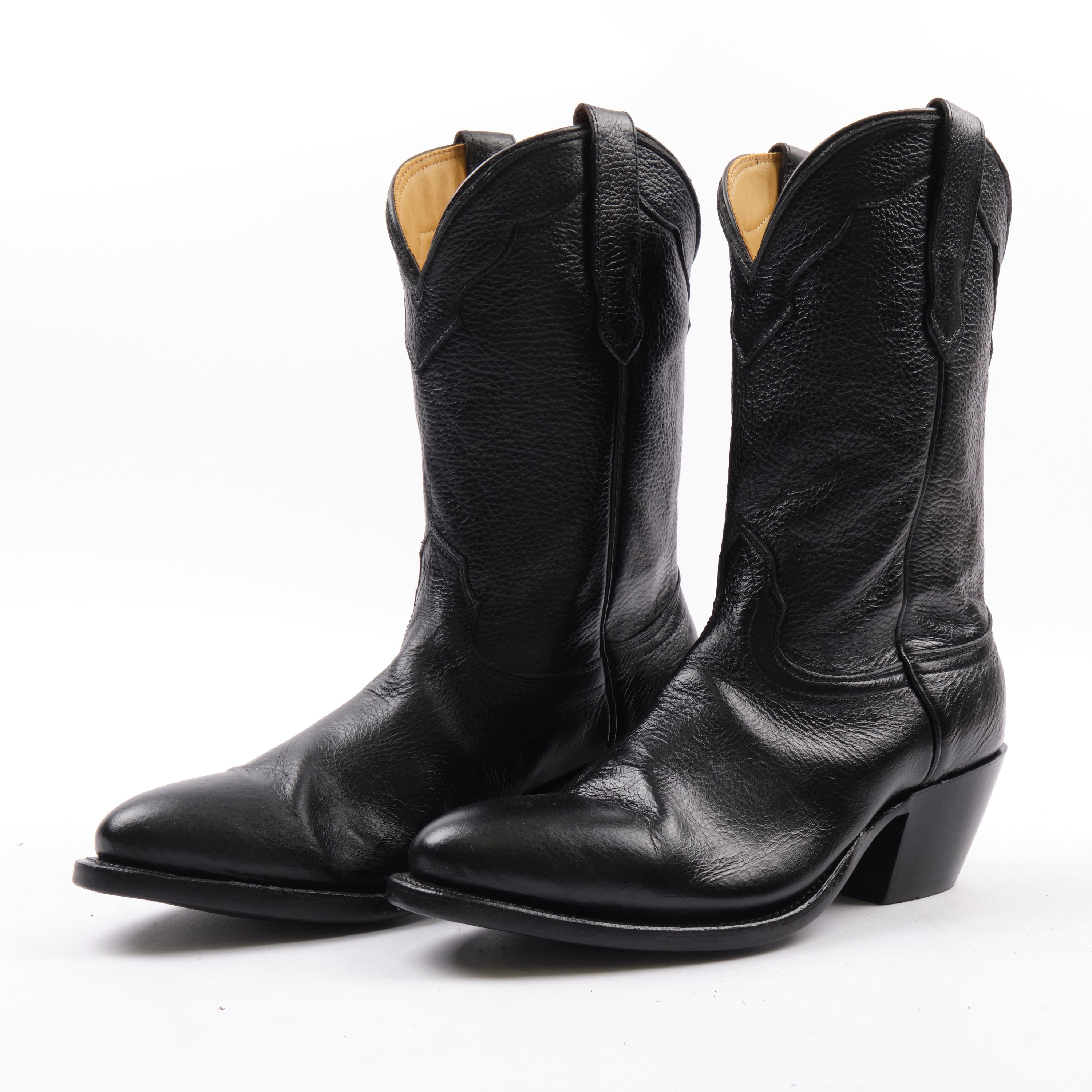 Freenote Cloth x Fenoglio Boot Co. - Black Deerskin Cowboy Boot