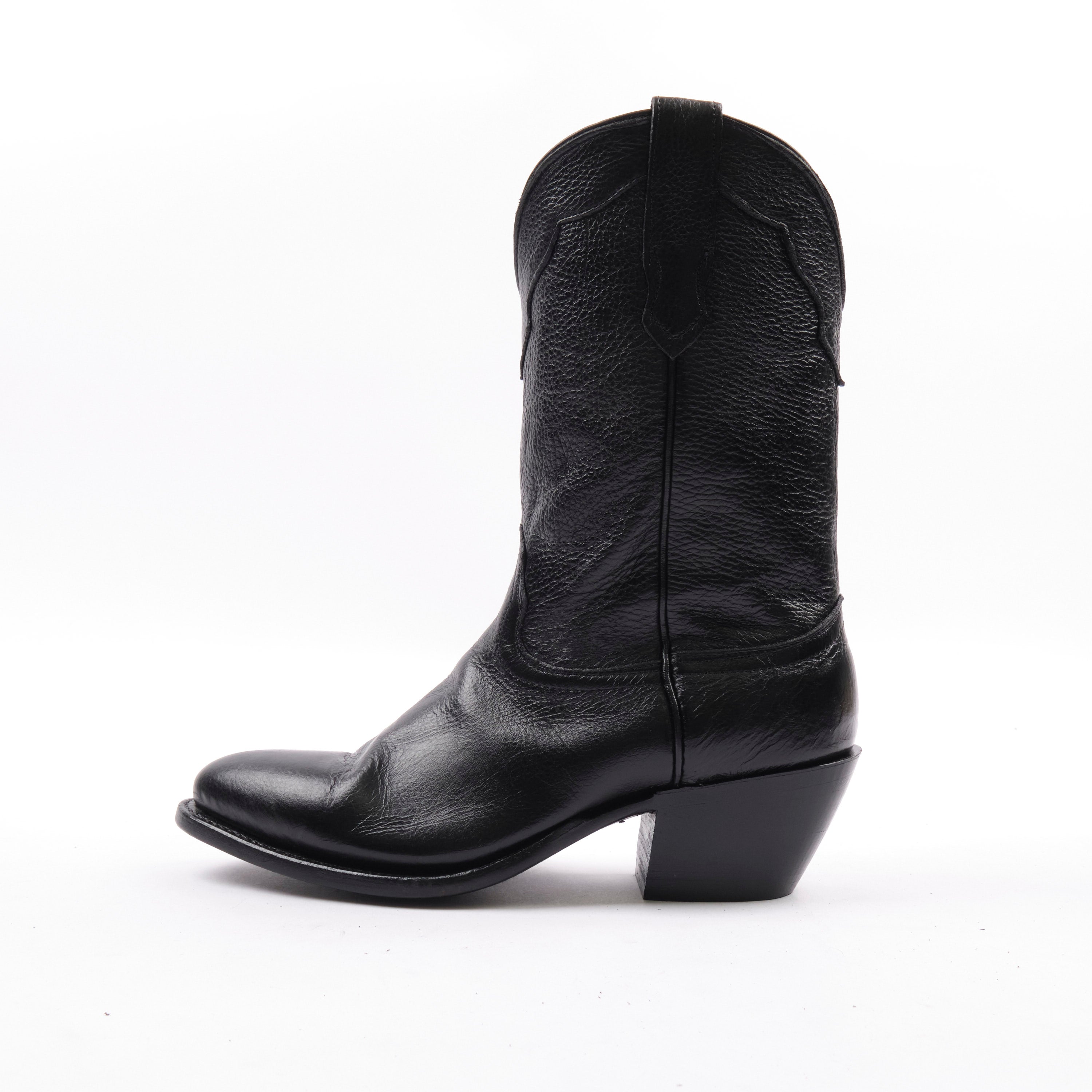 Freenote Cloth x Fenoglio Boot Co. - Black Deerskin Cowboy Boot