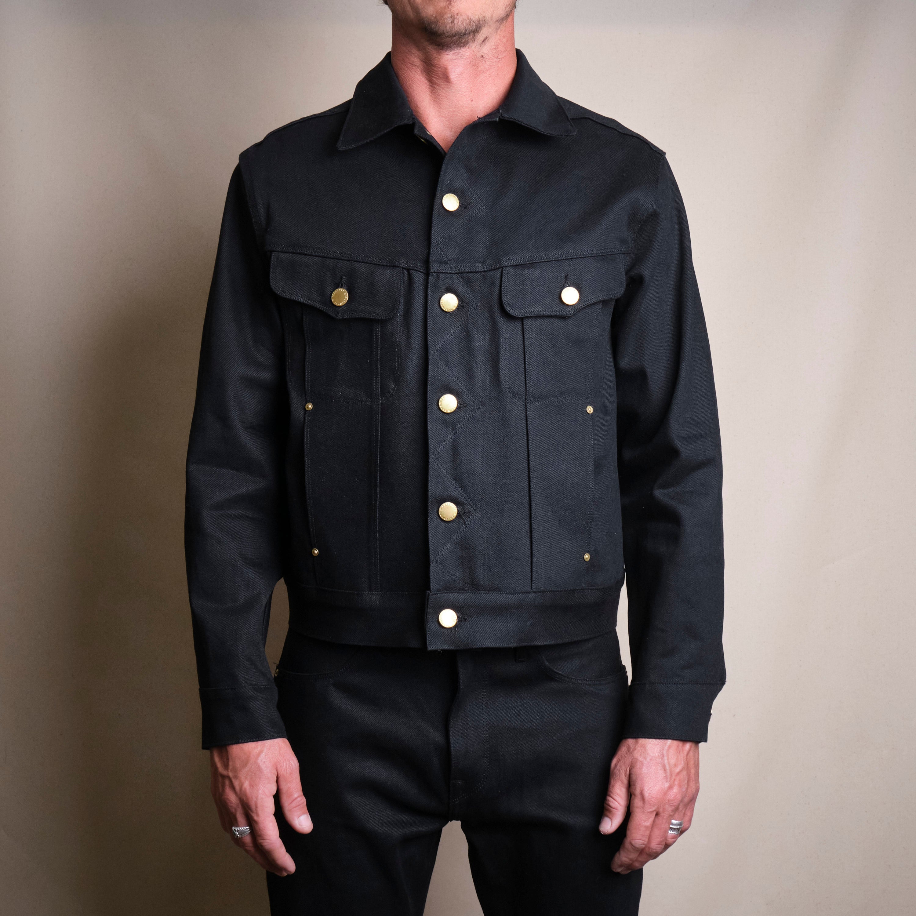High Low 15.75 Ounce Black Denim Jacket
