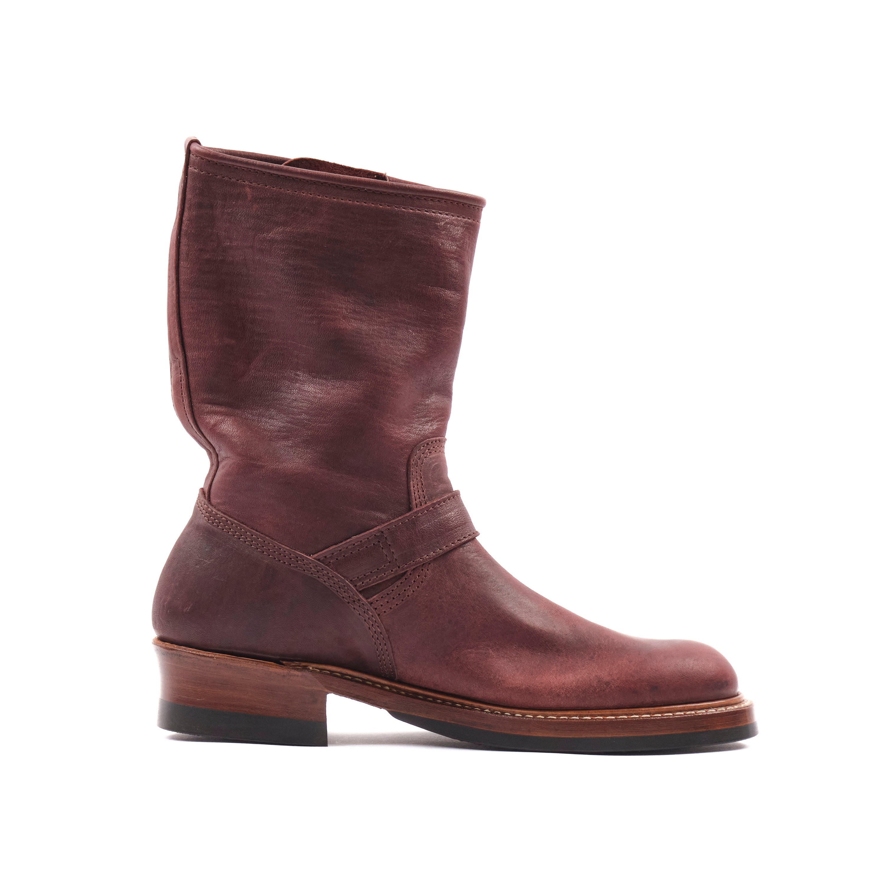 John Lofgren Wabash Engineer Boots Burnt Burgundy Ezo Deerskin