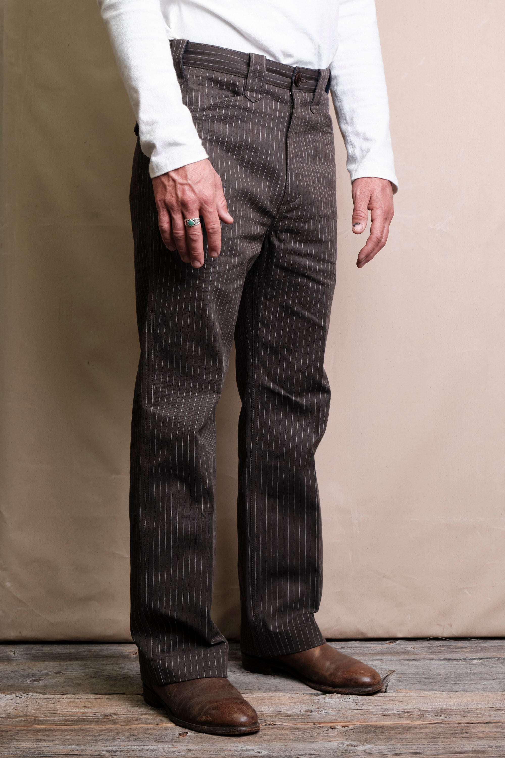 Duster Pant Brown Stripe
