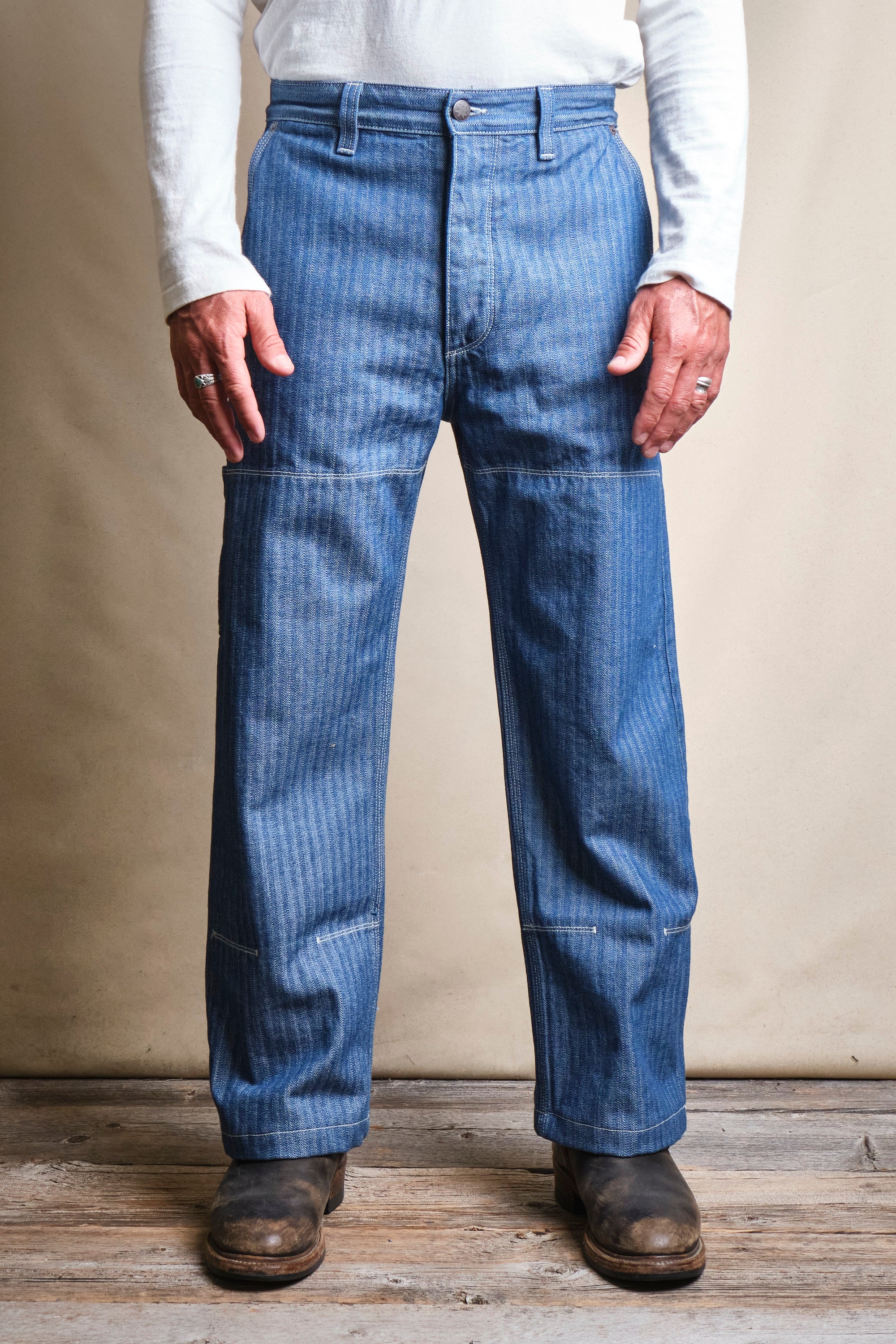 Ortega Pant 13 Ounce Blue Herringbone