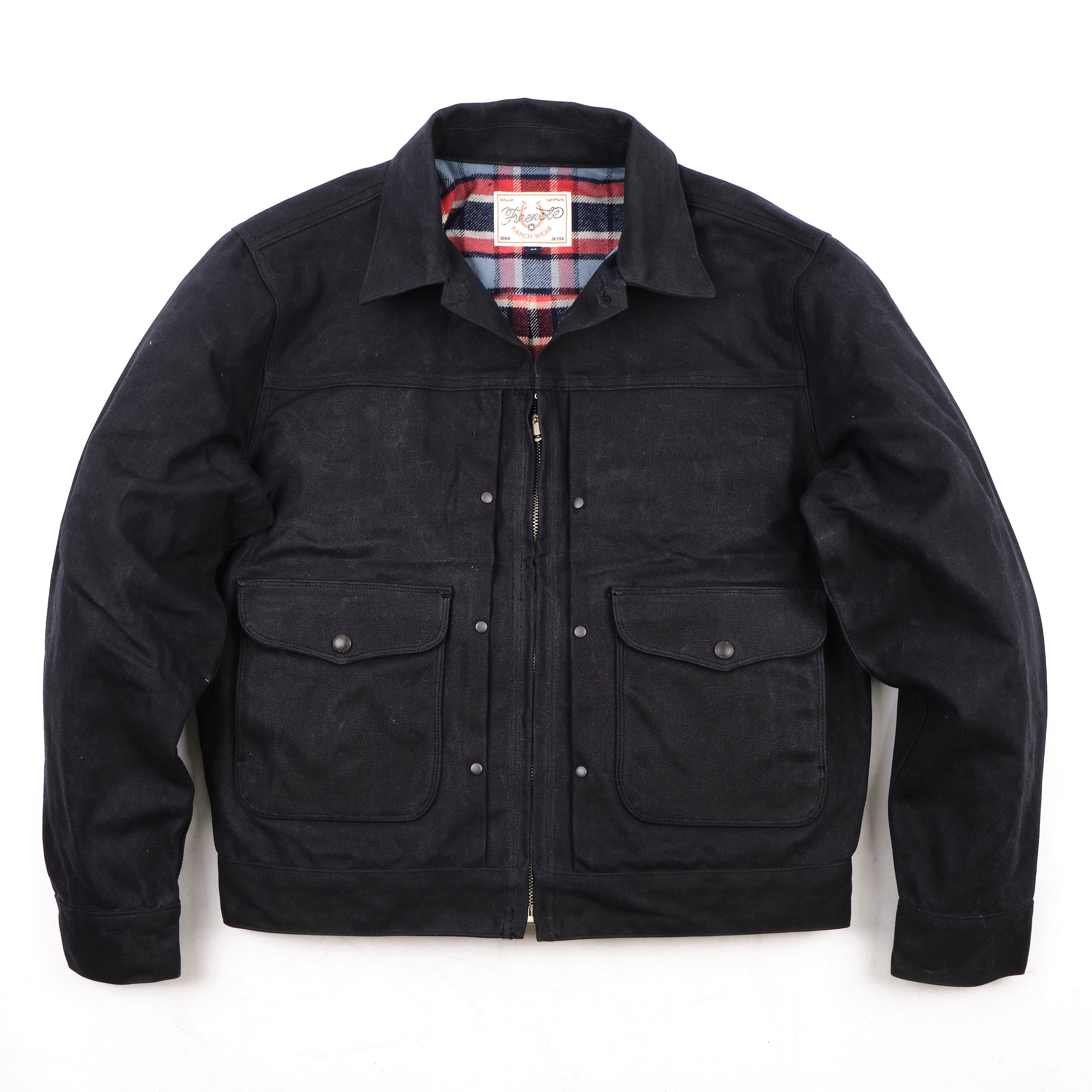 Faro Black Heavy Waxed Canvas Blue Plaid