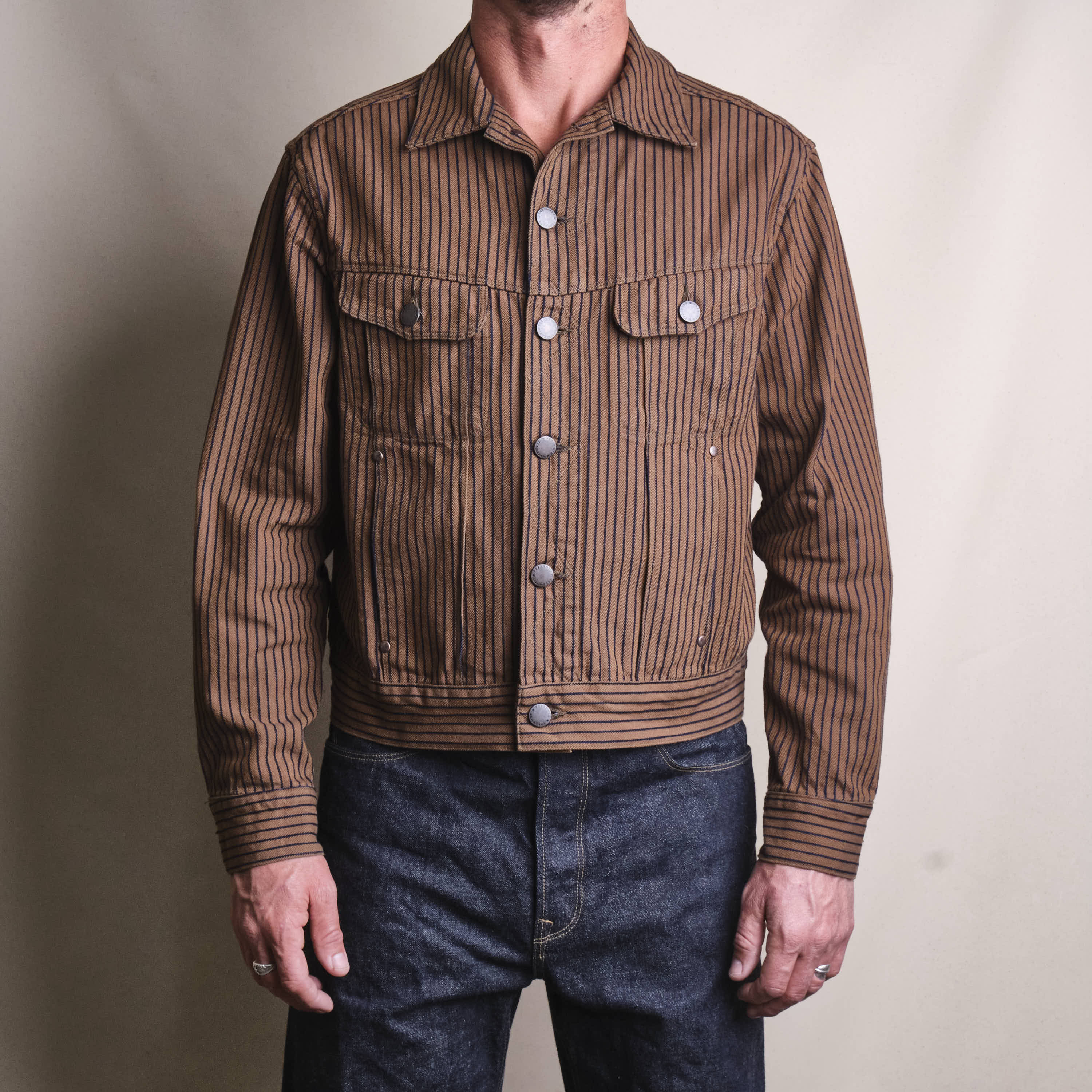 High Low Brown Herringbone Dobby Jacket