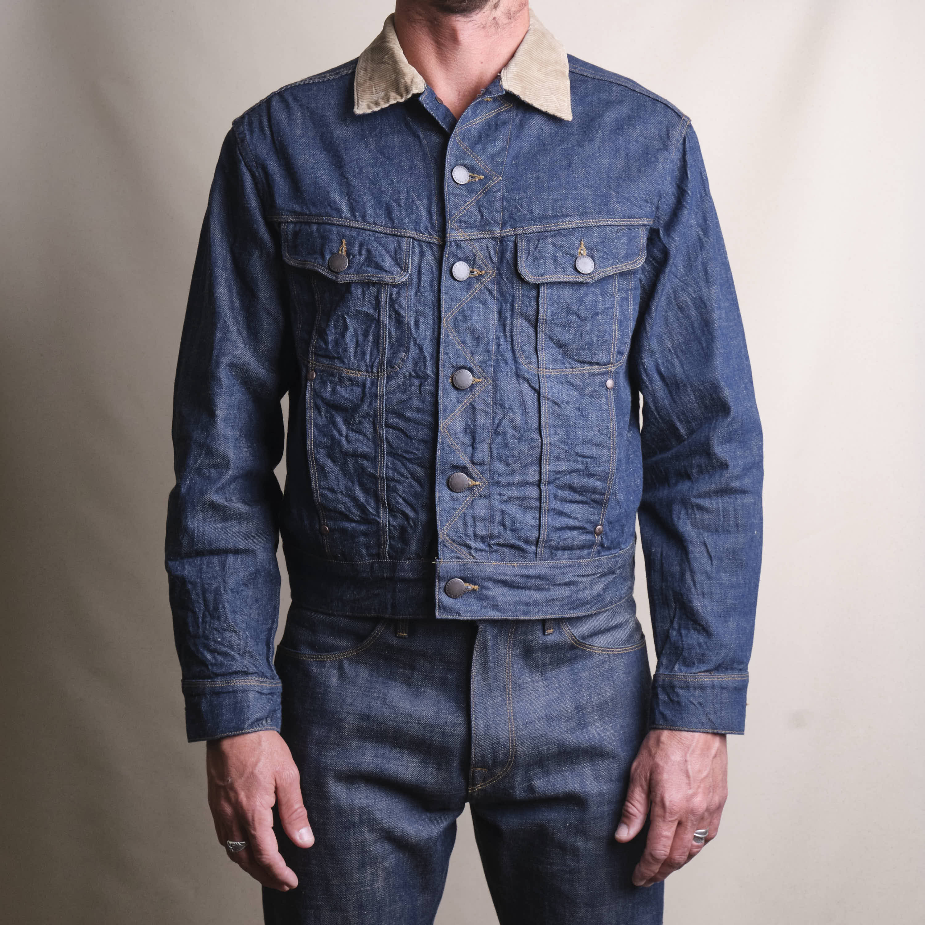 High Low 13 Ounce Natural Indigo Rinsed Jacket