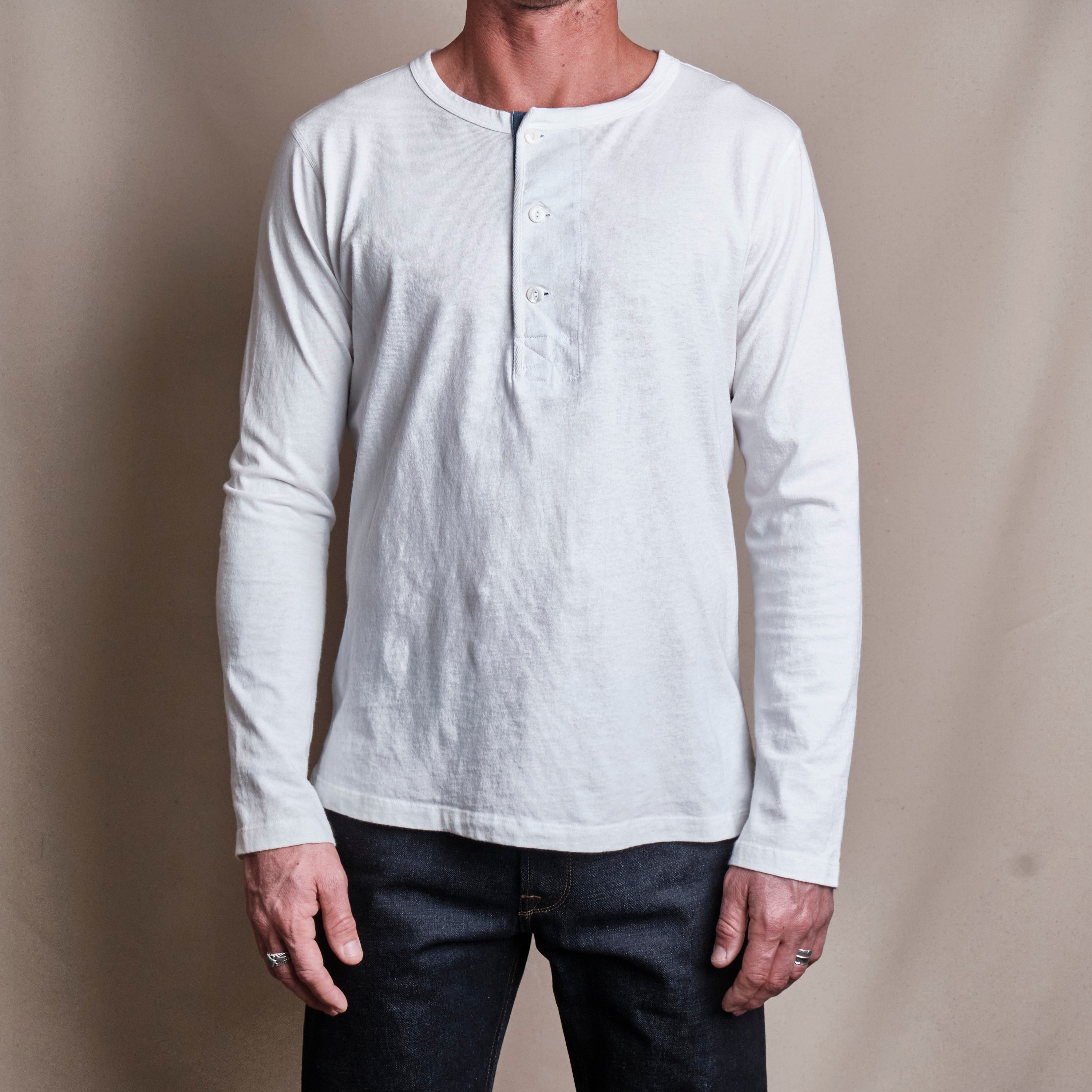 13 Ounce Henley L/S <span>White</span>