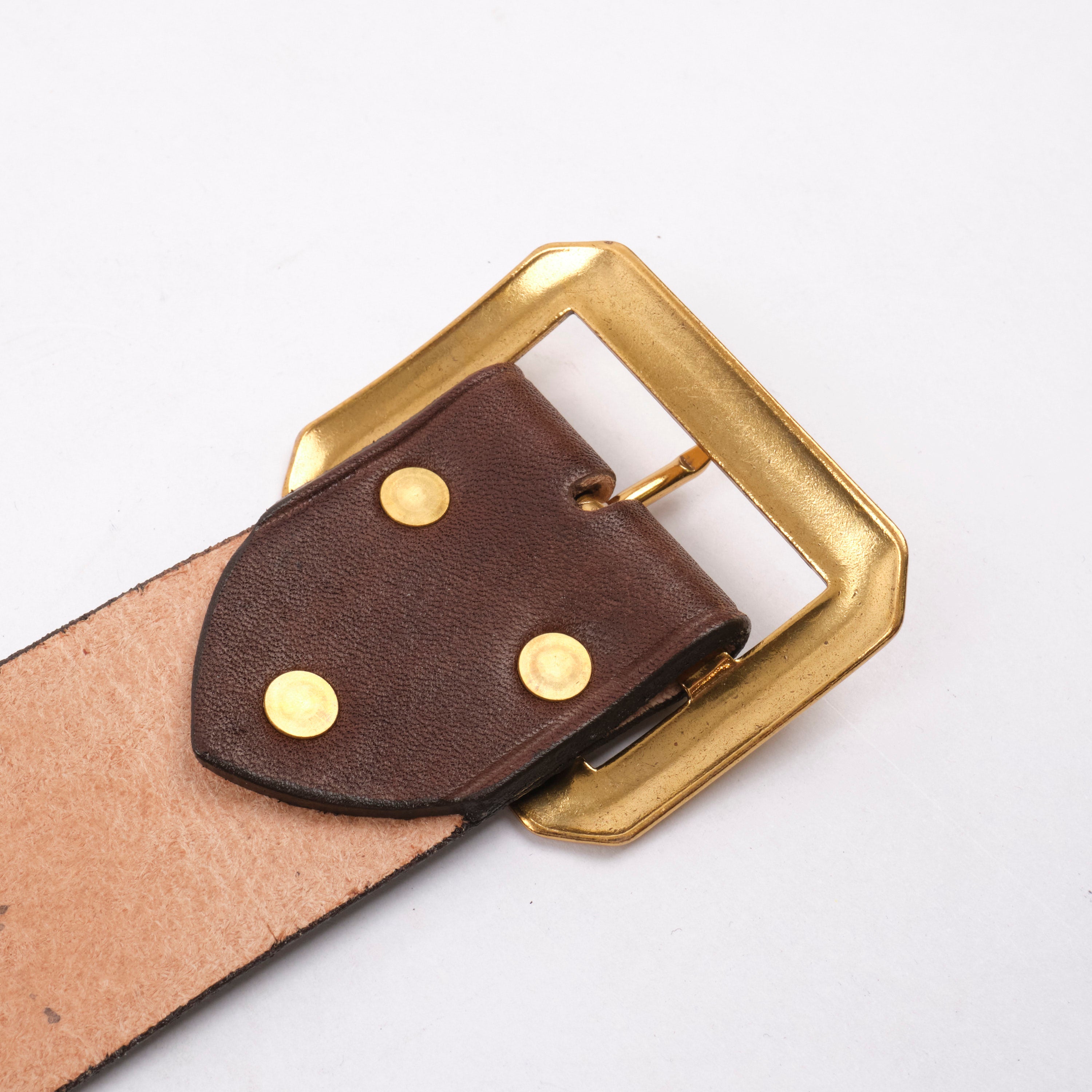 Codina Leather - NOS Vintage Brass Buckle Embossed Belt Brown