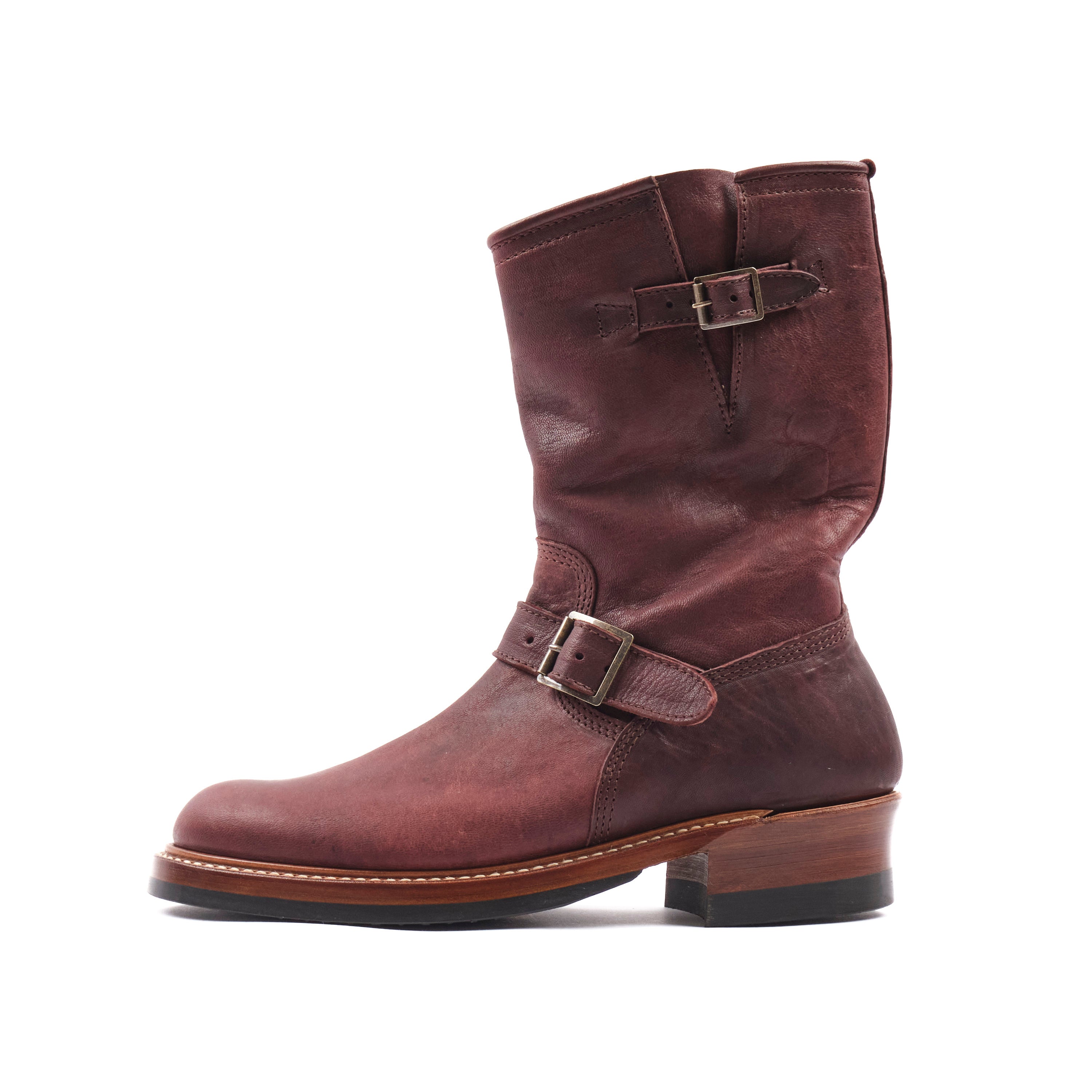 John Lofgren Wabash Engineer Boots Burnt Burgundy Ezo Deerskin