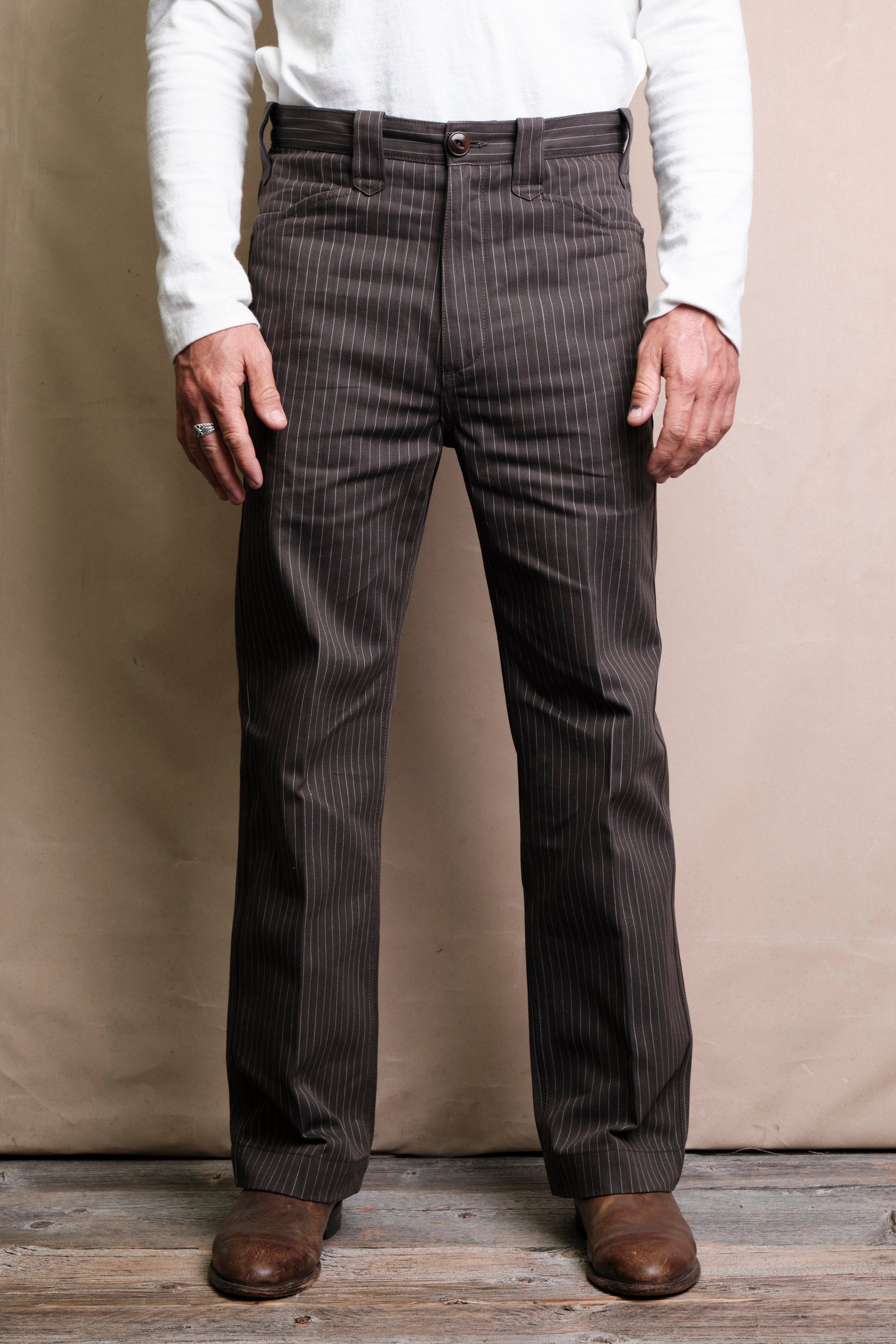 Duster Pant Brown Stripe
