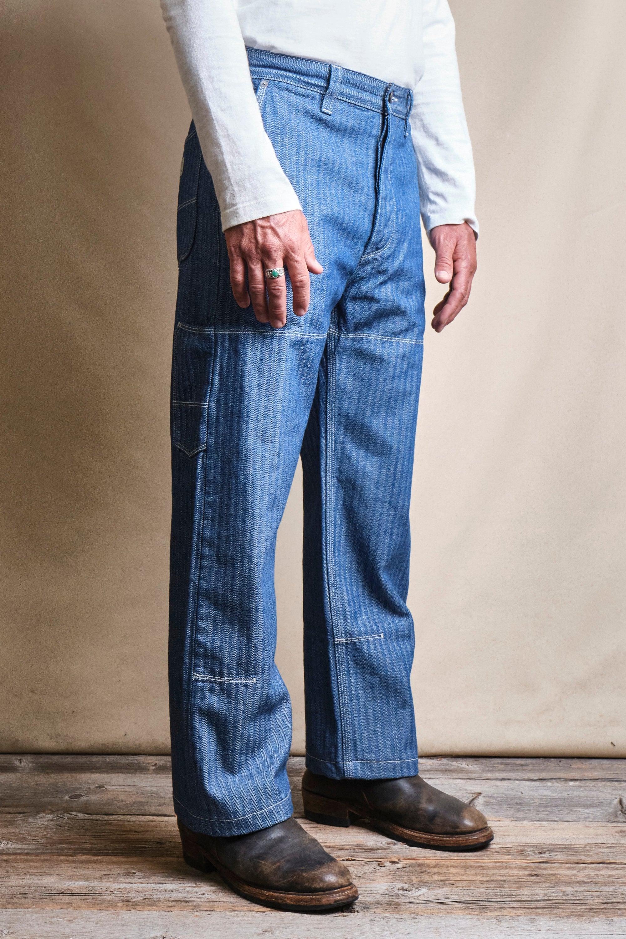 Ortega Pant 13 Ounce Blue Herringbone