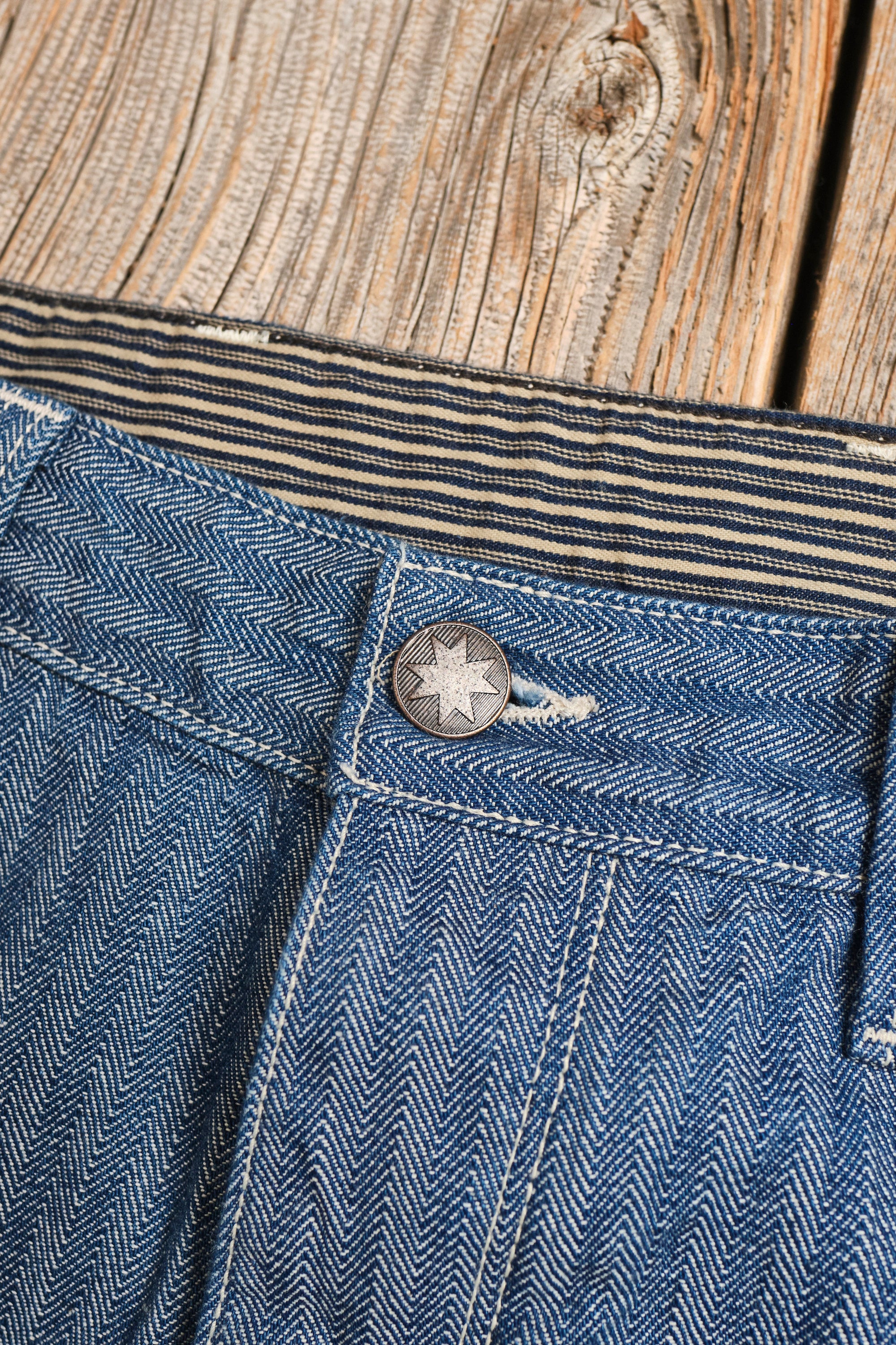 Ortega Pant 13 Ounce Blue Herringbone