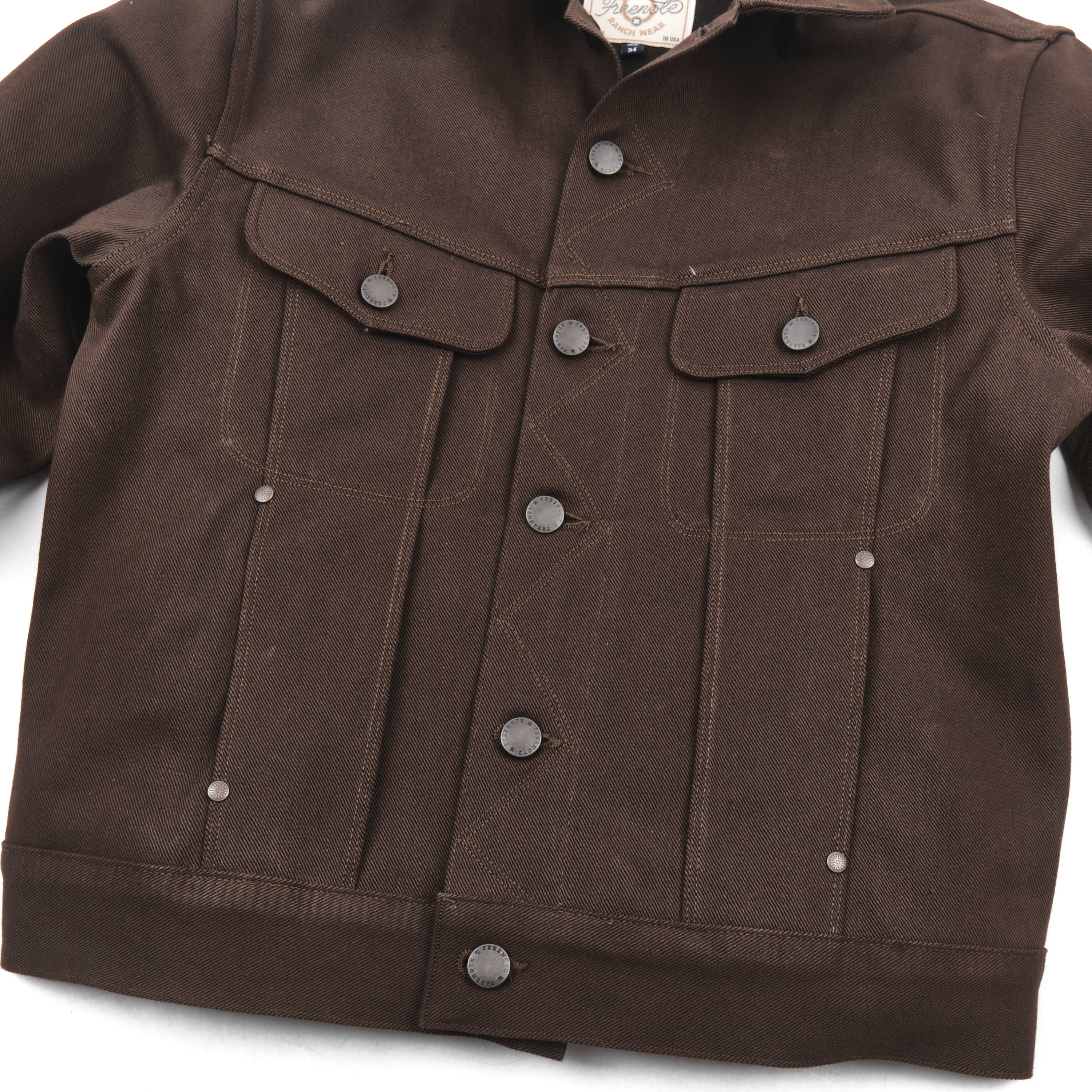 High Low 15 Ounce Dark Brown Denim Jacket