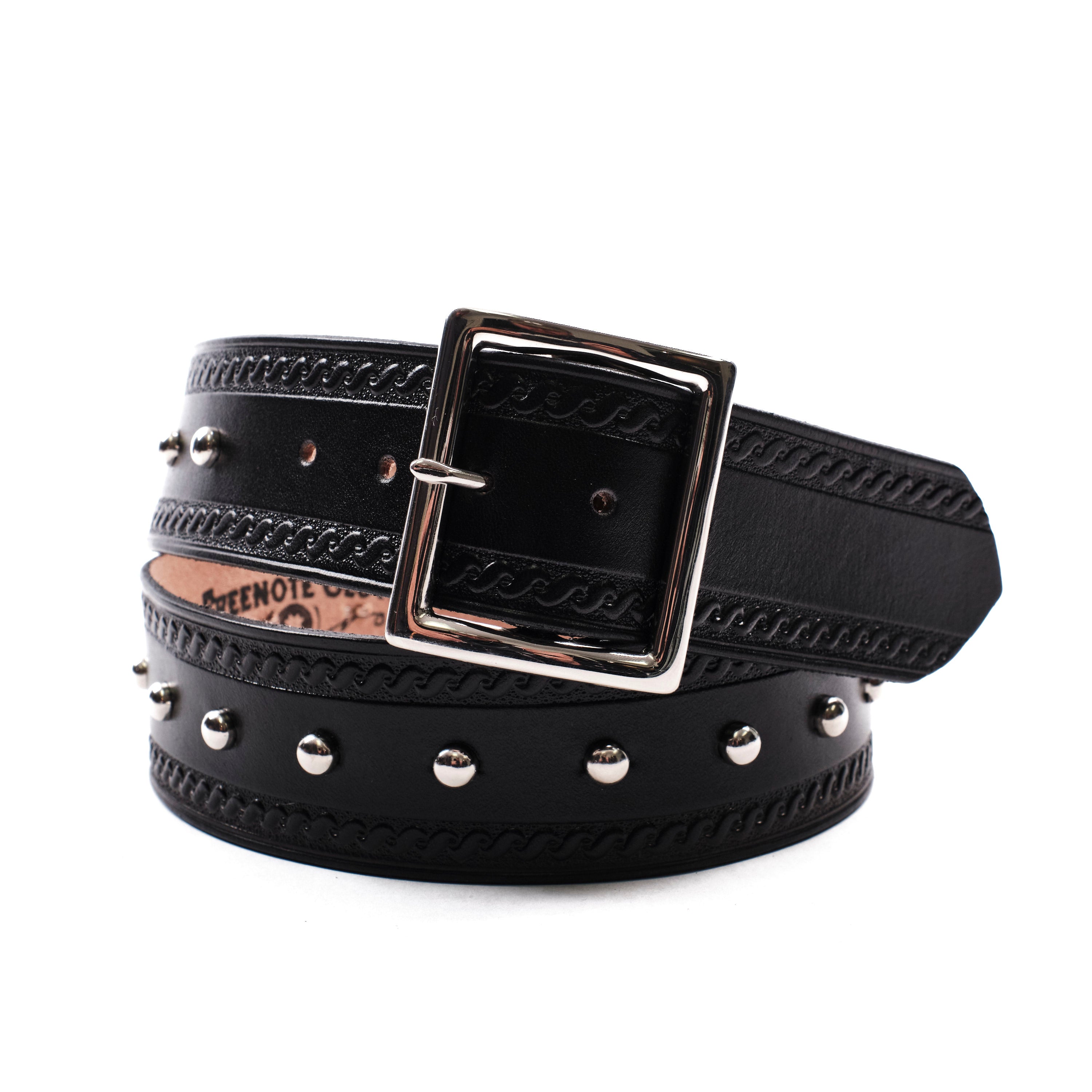 Codina Leather - Serpentine Spotted Garrison Belt Black