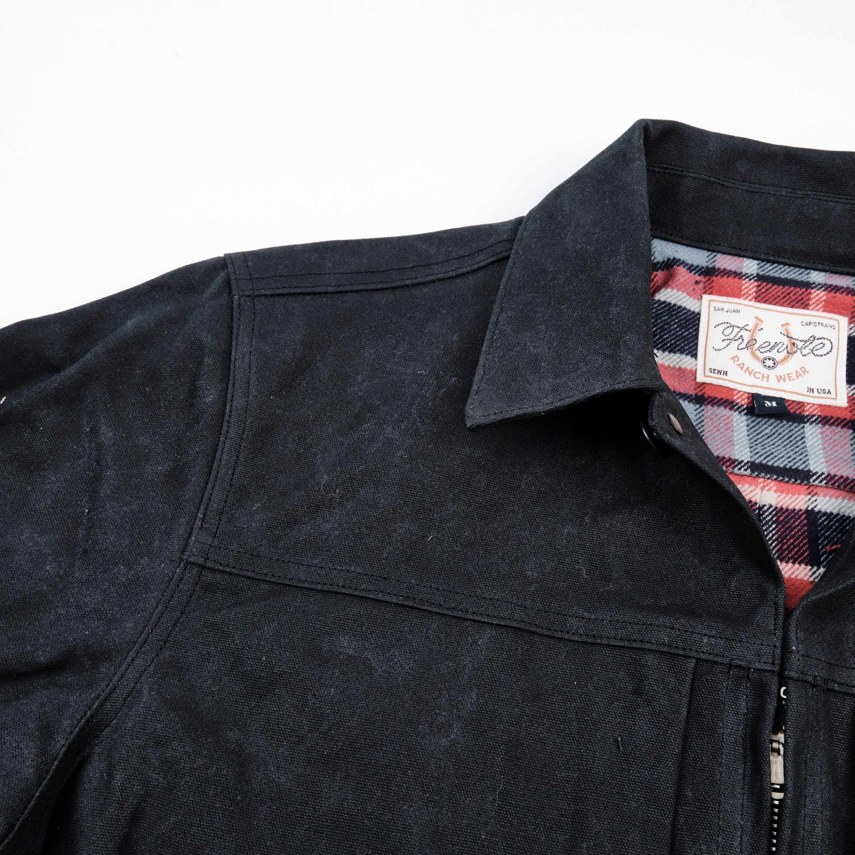 Faro Black Heavy Waxed Canvas Blue Plaid