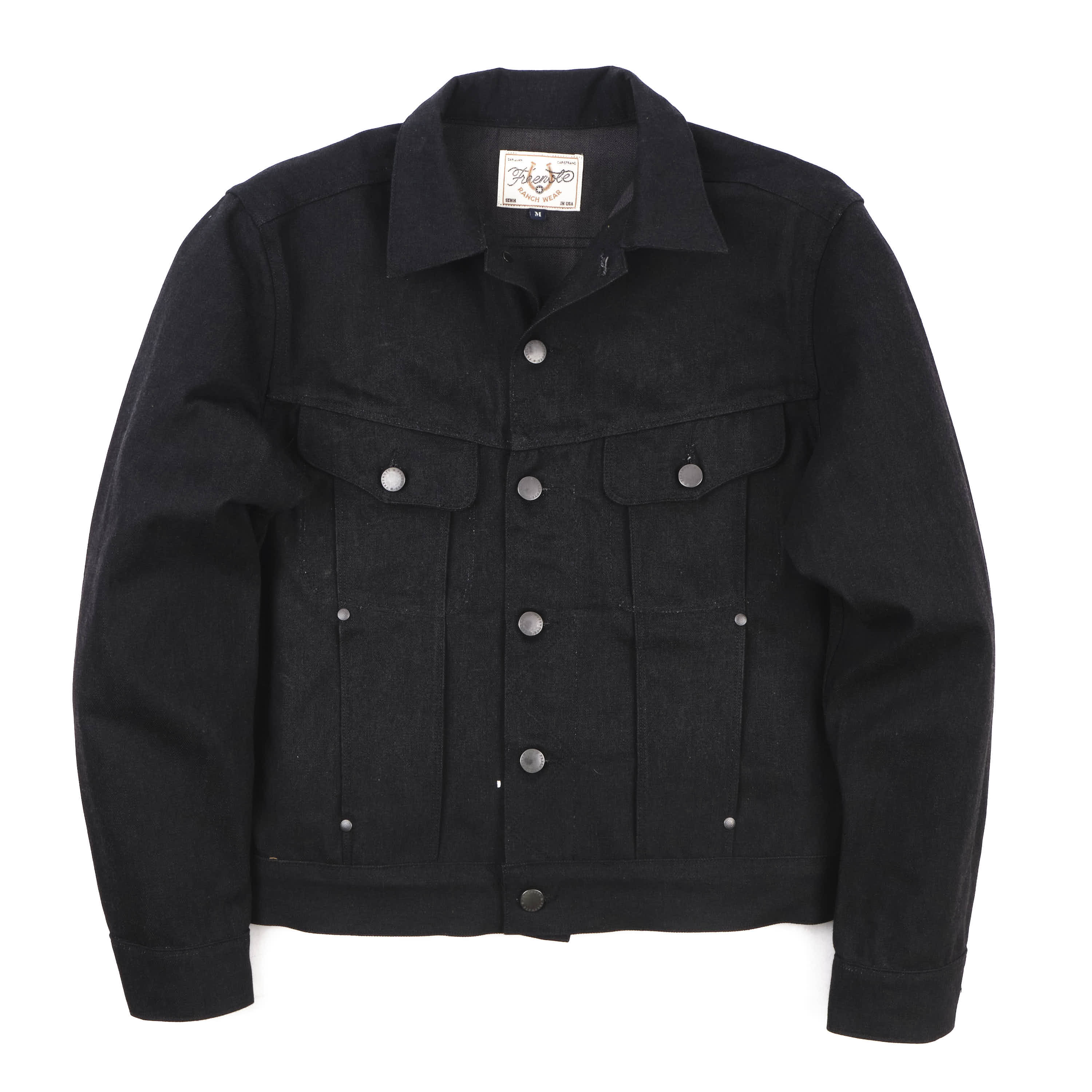 High Low 14.25 Ounce Black Grey Denim Jacket