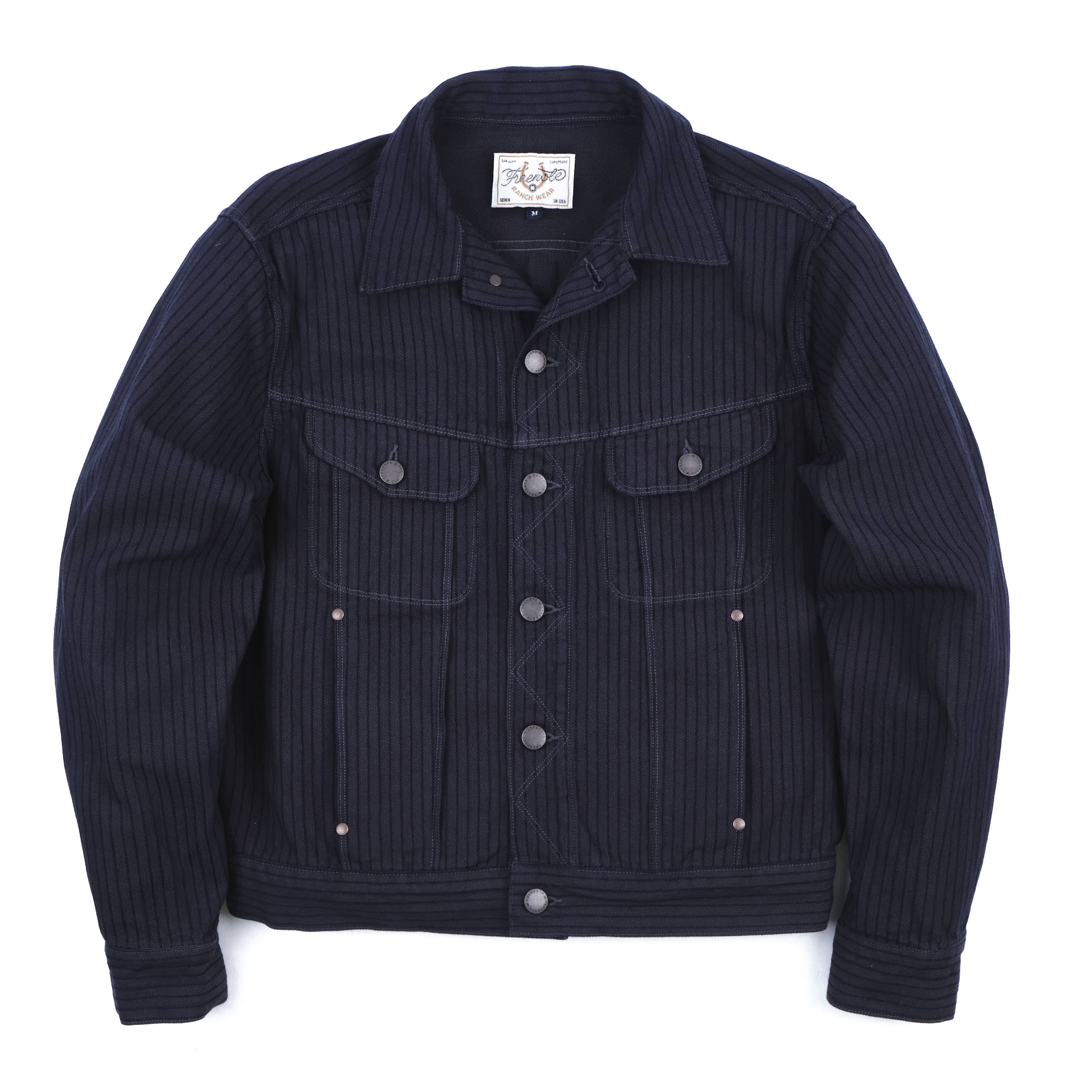 High Low Indigo Herringbone Dobby Jacket