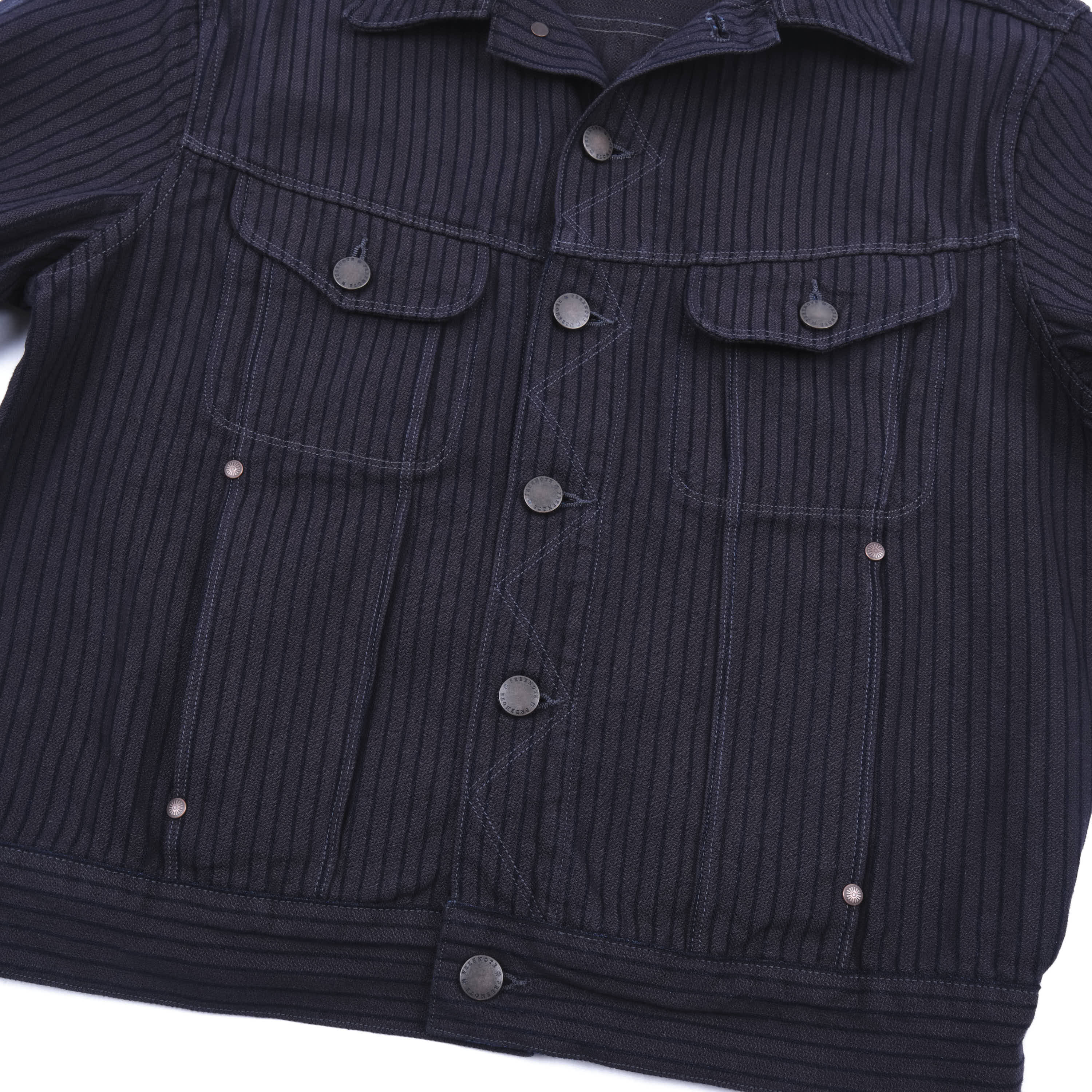 High Low Indigo Herringbone Dobby Jacket