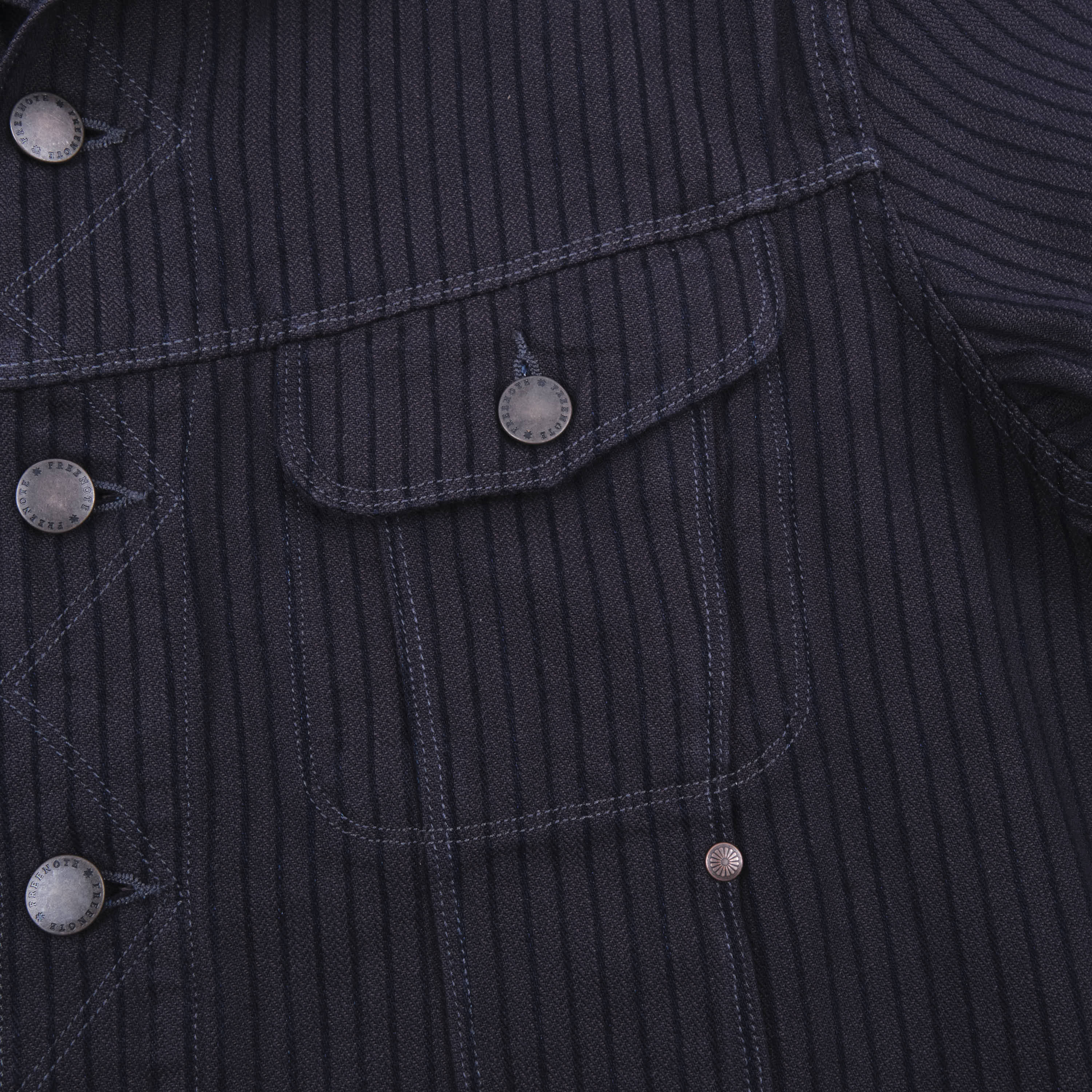 High Low Indigo Herringbone Dobby Jacket