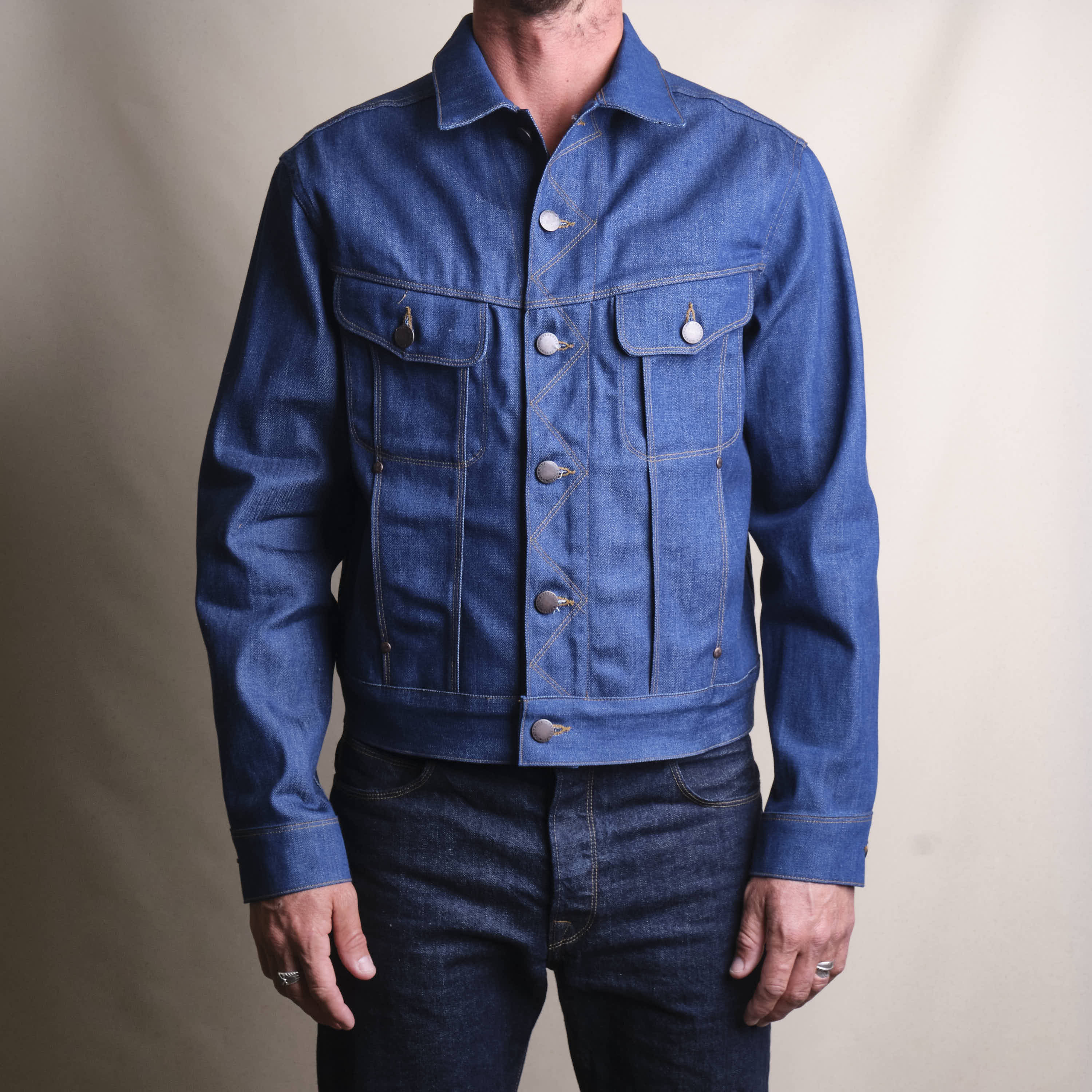 High Low 12 Ounce Vintage Blue Denim Jacket