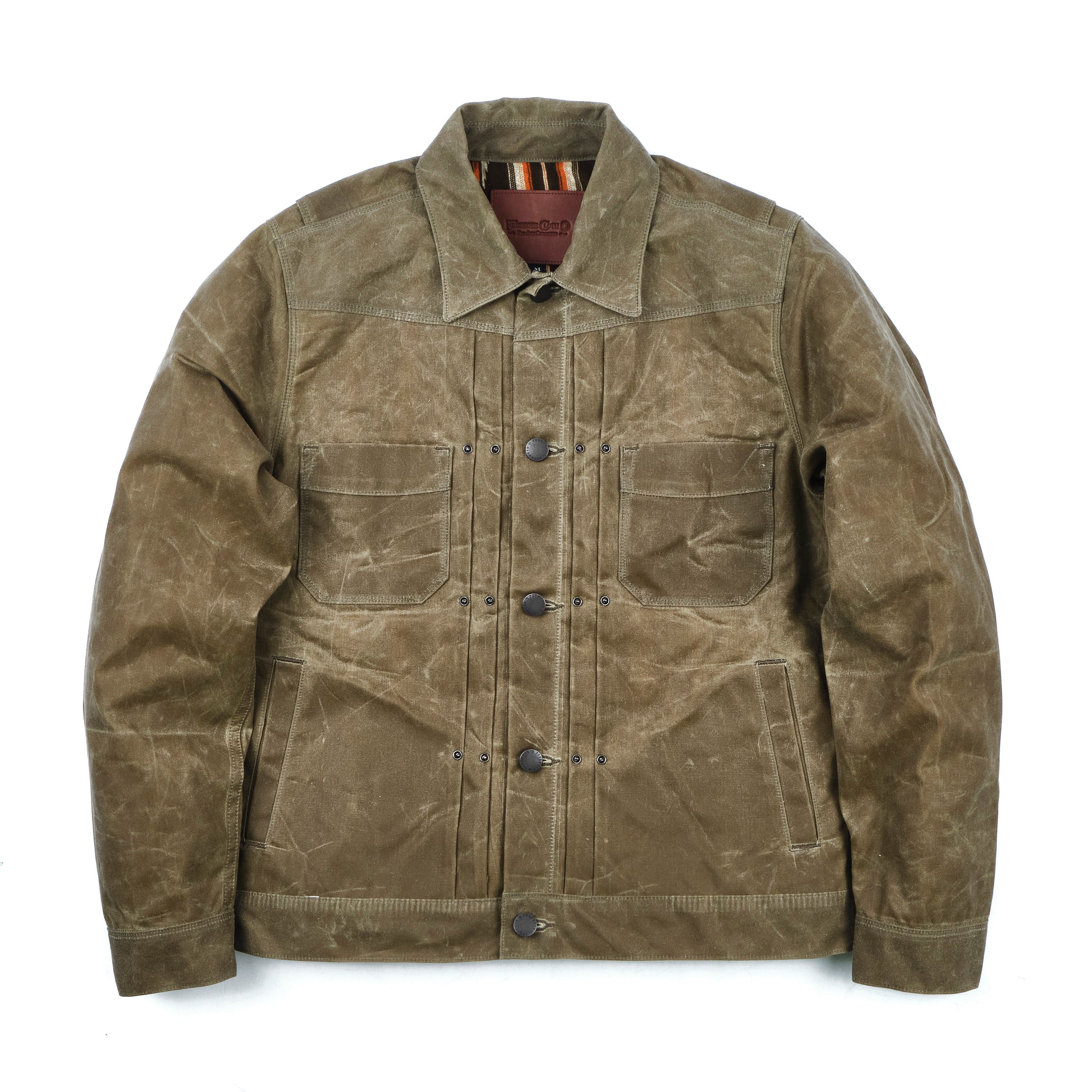 Riders Jacket Waxed Canvas Tobacco Brown Interior