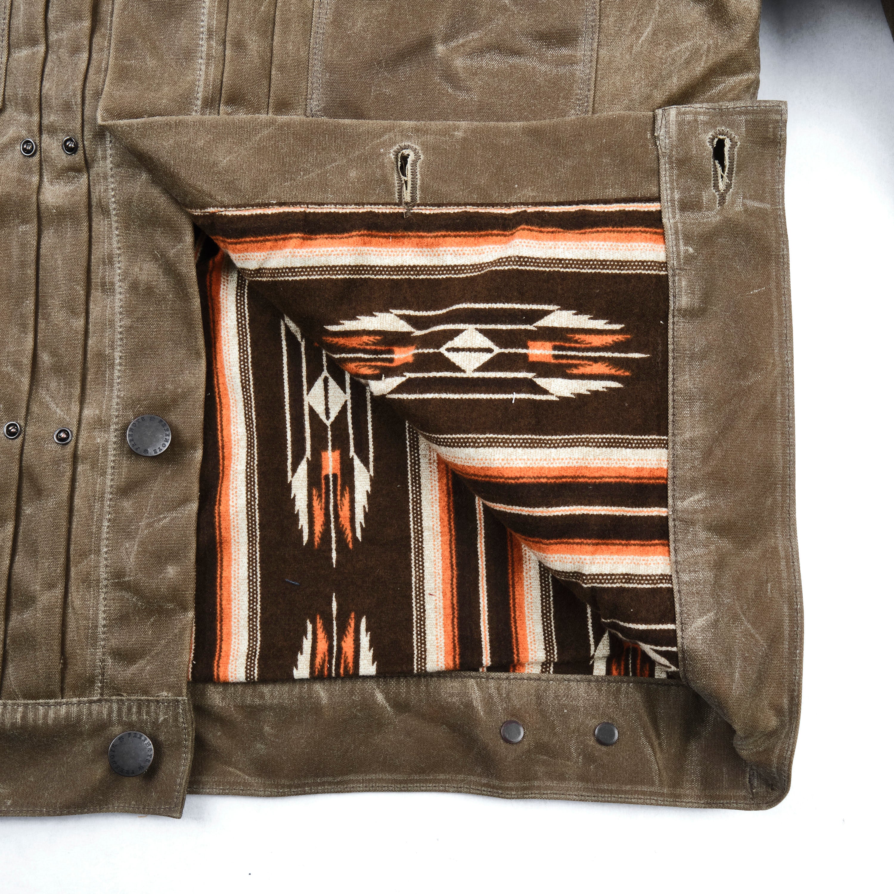 Riders Jacket Waxed Canvas Tobacco Brown Interior
